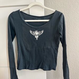 Brandy Melville John Galt Edgy Black Long Sleeve Top